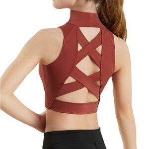 Balera Dancewear Mock Neck Criss Cross Back Crop Top Medium Adult